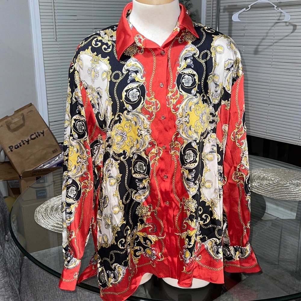 Zara baroque button up blouse